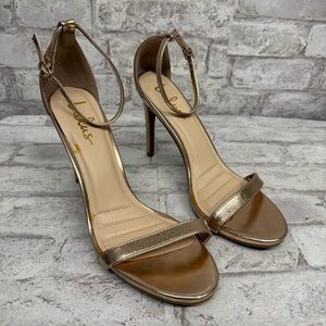 Lulus gold strappy sandal heels women’s 10‎